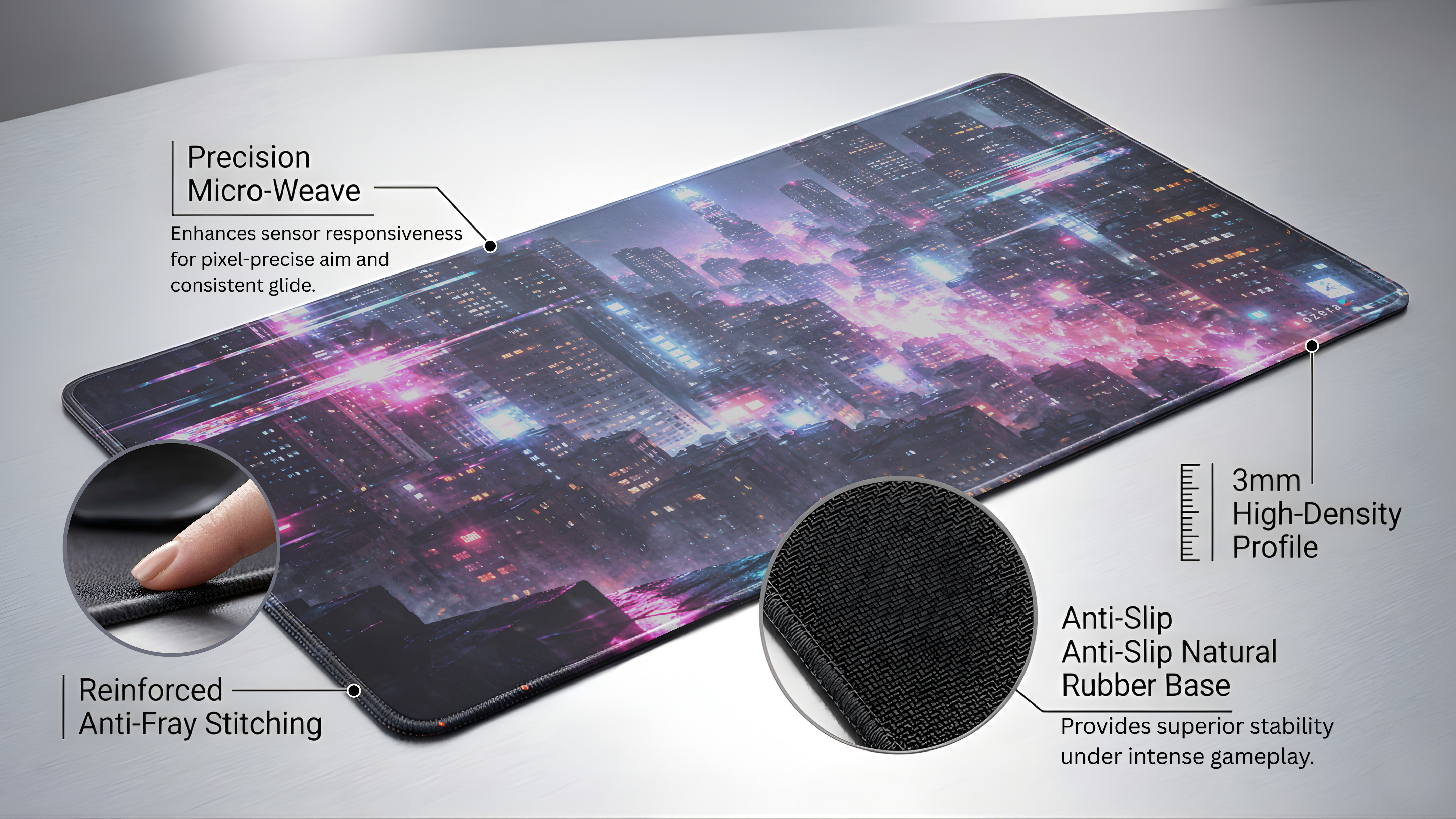 Neon Rain Cyber City Mousepad