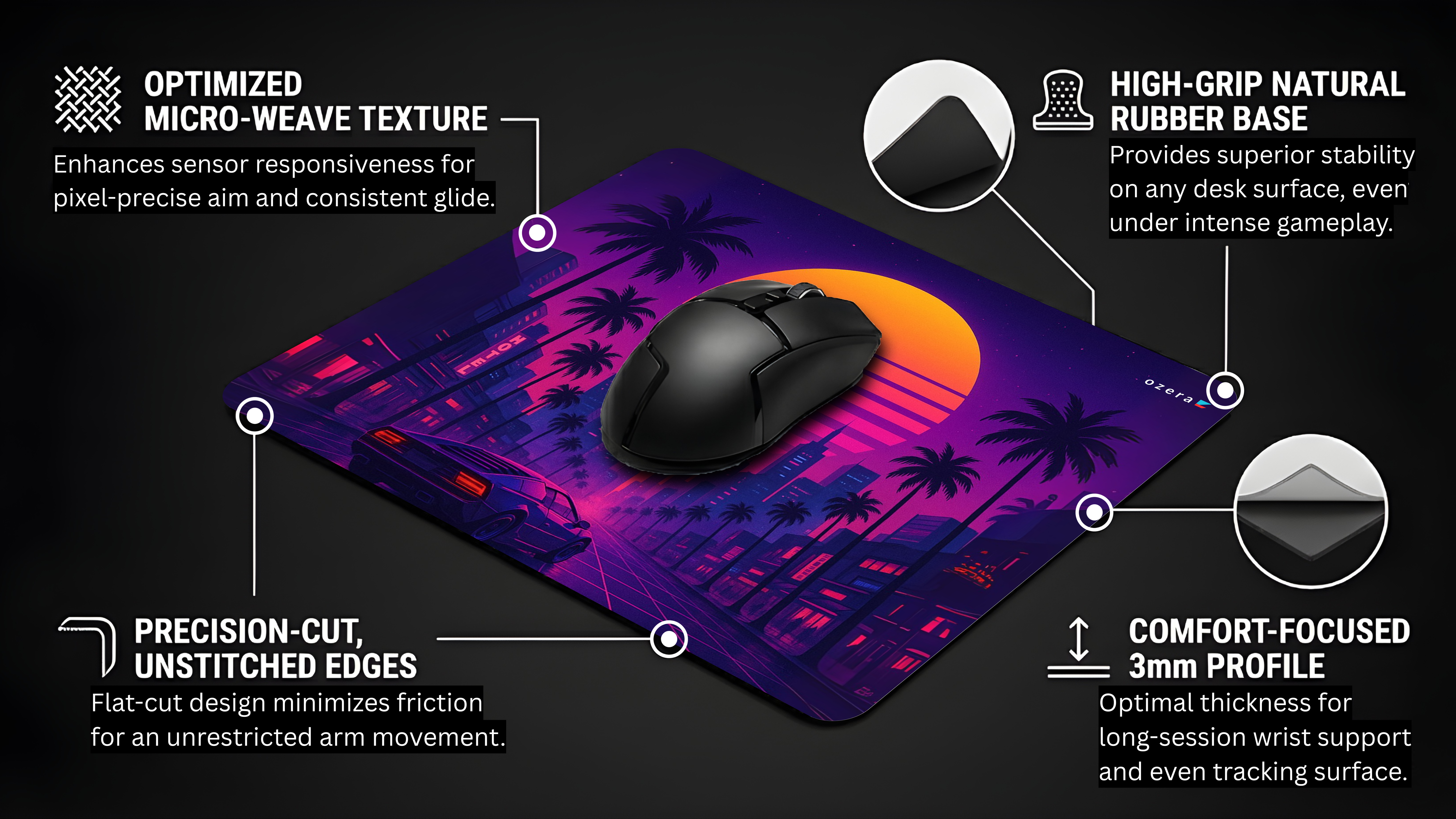 Synthwave Sunset Drive Mousepad