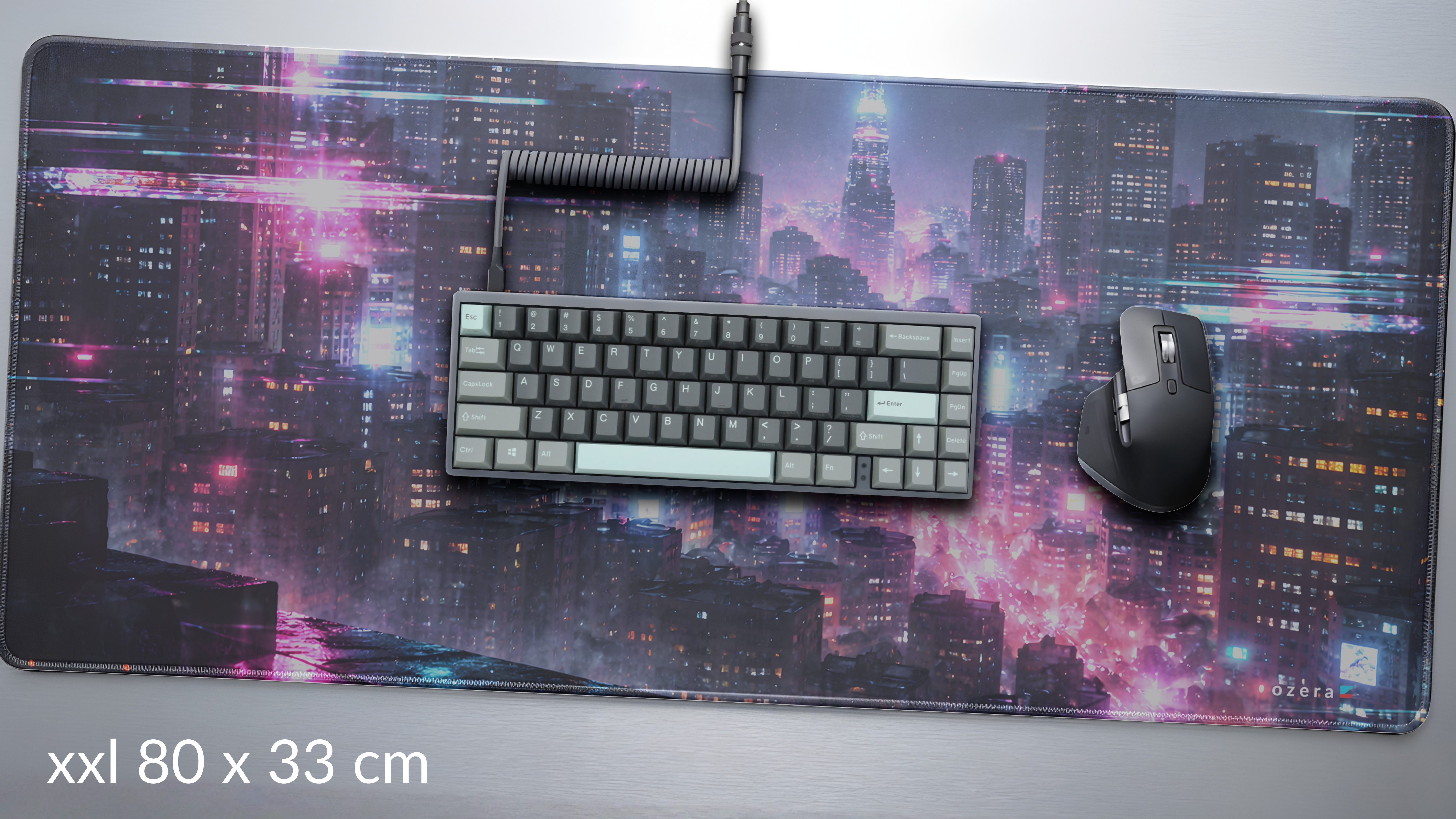 Neon Rain Cyber City Mousepad